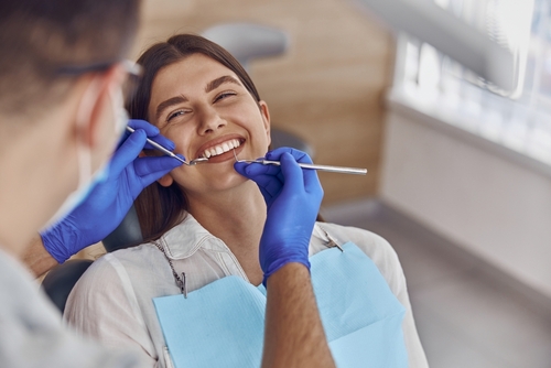 woman smiling at dentist 