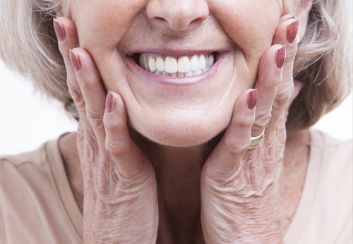 woman with dentures