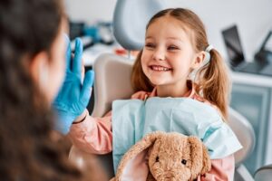 young girl at dentist appointment